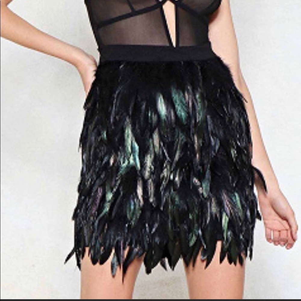 Akita black peacock feather skirt